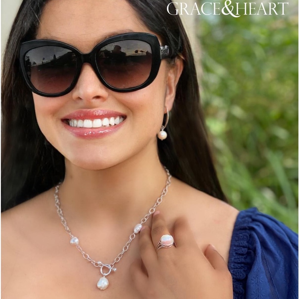 Grace & Heart G&H PAVILLION PEARL 18” NECKLACE .925 STERLING SILVER Brand New